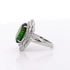 10 47 Carat Green Oval Cut Tourmaline Diamond in Platinum Cocktail Ring - 3991400