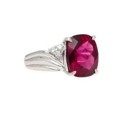 10 96 Carat Rubellite Tourmaline and Diamond Accent Platinum Ring - 3832418