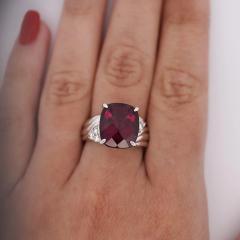 10 96 Carat Rubellite Tourmaline and Diamond Accent Platinum Ring - 3832436