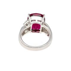 10 96 Carat Rubellite Tourmaline and Diamond Accent Platinum Ring - 3832471