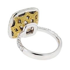 10 CARAT CUSHION CUT DIAMOND FANCY INTENSE YELLOW GIA HALO RING - 3680914