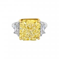 10 CARAT RADIANT CUT DIAMOND FANCY INTENSE YELLOW GIA THREE STONE - 2720150