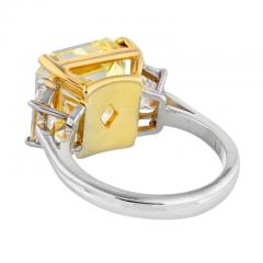 10 CARAT RADIANT CUT DIAMOND FANCY INTENSE YELLOW GIA TRAPS ON SIDE RING - 2926257