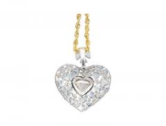 10 Carat Heart Shape Colombian Emerald Aquamarine and Diamond 18K Necklace - 3512952