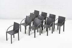 10 Italian Matteo Grassi Leather Dining Chairs by Carlo Bartoli 1970 - 2318635