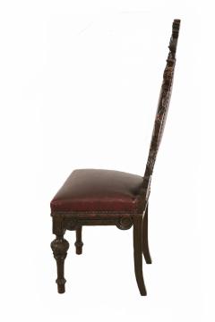 10 Italian Renaissance Style Walnut and Leather High Back Dining Side Chairs - 2798346