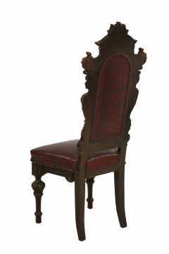 10 Italian Renaissance Style Walnut and Leather High Back Dining Side Chairs - 2798348