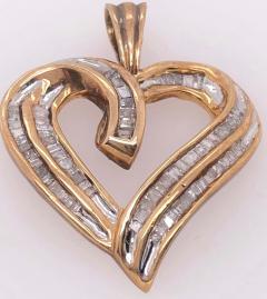 10 Karat Yellow Gold Heart Charm Pendant with Diamonds - 2940427