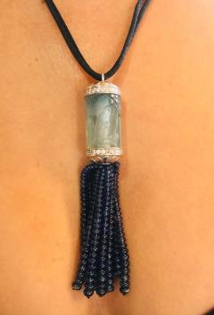 100 Carat Aquamarine Platinum and Diamond Pendant Tassle - 2659720