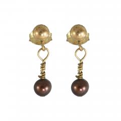 10K Yellow Gold Freshwater Pearl Earrings - 4738605