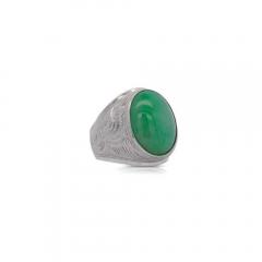 11 Carat Grade A Jadeite Jade Fei Cui Bezel Set Unisex Solitaire Ring - 3772512