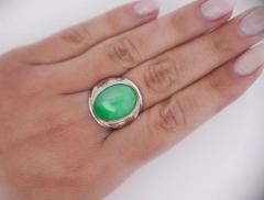 11 Carat Grade A Jadeite Jade Fei Cui Bezel Set Unisex Solitaire Ring - 3772515