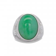 11 Carat Grade A Jadeite Jade Fei Cui Bezel Set Unisex Solitaire Ring - 3775189