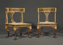 11665 AN UNUSUAL AND LARGE PAIR OF ETRUSCAN PAINTED KLISMOS INSPIRED CHAIRS - 3569552