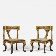 11665 AN UNUSUAL AND LARGE PAIR OF ETRUSCAN PAINTED KLISMOS INSPIRED CHAIRS - 3571420