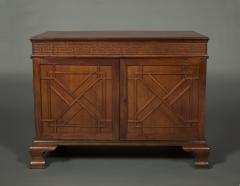 11704 A GEORGE III MAHOGANY BLIND FRETTED TWO DOOR LIBRARY OR ESTATE CABINET - 3614334