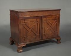 11704 A GEORGE III MAHOGANY BLIND FRETTED TWO DOOR LIBRARY OR ESTATE CABINET - 3614335