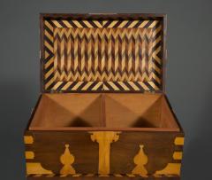 11737 A REMARKABLE MAHOGANY AND BOXWOOD INLAID CASKET ON STAND - 3554196