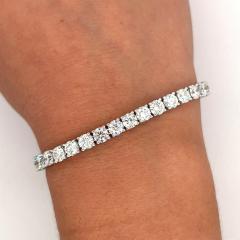 12 47 Carat Round Cut Lab Grown Diamond Tennis Bracelet in 18K White Gold - 3499995