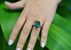 12 68 Carat Zoisite Green Tanzanite Diamond Ring in Platinum 950 - 3510064