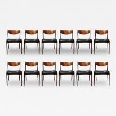 12 Brazilian Rosewood PE Jorgensen Dining Chairs in New Black Leather - 3034206