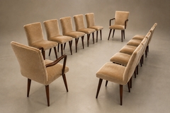 12 Brazilian Rosewood and Mohair Dining Chairs Including Two Head Chairs - 4763728