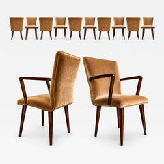 12 Brazilian Rosewood and Mohair Dining Chairs Including Two Head Chairs - 4776164
