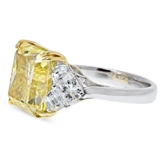 12 CARAT RADIANT CUT DIAMOND FANCY YELLOW GIA RING - 3715702