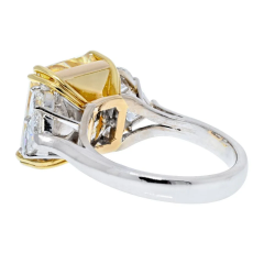 12 CARAT RADIANT CUT DIAMOND FANCY YELLOW GIA RING - 3715705