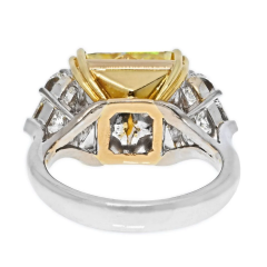 12 CARAT RADIANT CUT DIAMOND FANCY YELLOW GIA RING - 3715719