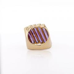 12 Carat Baguette Cut Amethyst 18K Gold Italian Cocktail Ring - 3991423