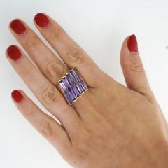 12 Carat Baguette Cut Amethyst 18K Gold Italian Cocktail Ring - 3991425