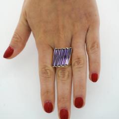 12 Carat Baguette Cut Amethyst 18K Gold Italian Cocktail Ring - 3991471