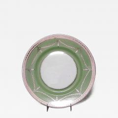 12 English green and white porcelain dinner plates with gold swag design - 4230690