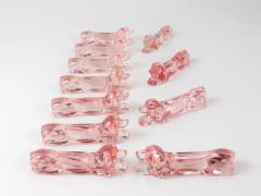12 French Art Deco Dachshund Basset Hound Knife Rests Ros Glass France 1930s - 4068216