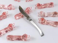 12 French Art Deco Dachshund Basset Hound Knife Rests Ros Glass France 1930s - 4068346