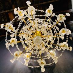 12 Light Gilt Metal Rock Crystal Chandelier Hollywood Regency in Style  - 1283224