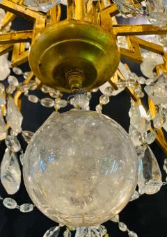 12 Light Gilt Metal Rock Crystal Chandelier Hollywood Regency in Style  - 1283225