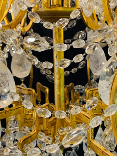 12 Light Gilt Metal Rock Crystal Chandelier Hollywood Regency in Style - 2658262