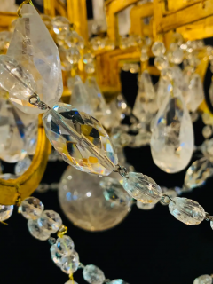 12 Light Gilt Metal Rock Crystal Chandelier Hollywood Regency in Style - 2658263