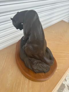 12 Nicholas Wilson Bronze Mountain Lion Sculpture on Wood Base 3 25 - 4424084