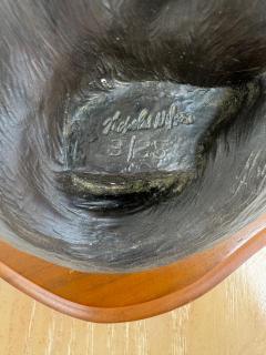 12 Nicholas Wilson Bronze Mountain Lion Sculpture on Wood Base 3 25 - 4424089