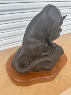 12 Nicholas Wilson Bronze Mountain Lion Sculpture on Wood Base 3 25 - 4424101
