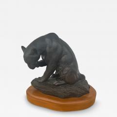 12 Nicholas Wilson Bronze Mountain Lion Sculpture on Wood Base 3 25 - 4426797