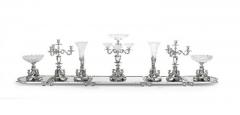 12 Piece Egyptian Revival Silver Plate and Cut Glass Surtout de Table Service - 535573