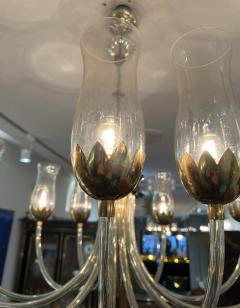 12 arms iridescent Murano glass brass chandelier - 2924874