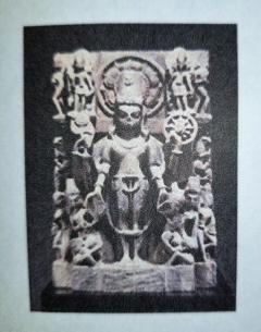 12C Vishnu Dark Grey Sandstone Carving - 3458061