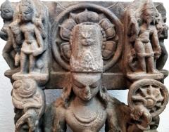 12C Vishnu Dark Grey Sandstone Carving - 3458065