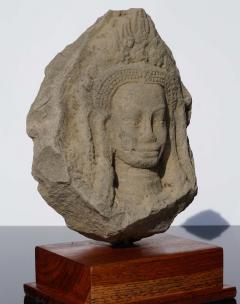 12th Century Khmer Sandstone Buddha Apsara Head - 3009165