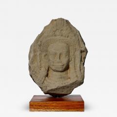 12th Century Khmer Sandstone Buddha Apsara Head - 3012454
